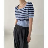 ボーダースクエアクロップド半袖ニット | by muni:r | 詳細画像52