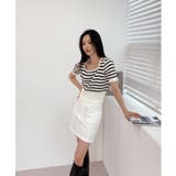 ボーダースクエアクロップド半袖ニット | by muni:r | 詳細画像54