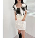 ボーダースクエアクロップド半袖ニット | by muni:r | 詳細画像9