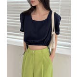 ネイビー | スクエアサイドリボンブラウス | by muni:r