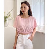 ピンク | スクエアサイドリボンブラウス | by muni:r