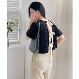 ブラック | バックリボンポイントエンボスブラウス | by muni:r