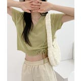 オリーブ | クロップシャーリングストラップニット | by muni:r