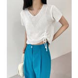 ホワイト | クロップシャーリングストラップニット | by muni:r