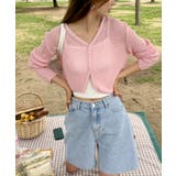 ピンク | シースルーカラークロップドガーディガン | by muni:r