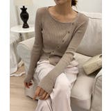 ブラウン | アンバランス斜線ニットカーディガン | by muni:r