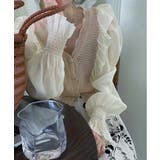 ベージュ | シフォンフリルニットカーディガン | by muni:r