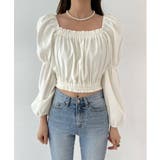 パフショルダースクエアネッククロップドブラウス | by muni:r | 詳細画像14