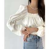 パフショルダースクエアネッククロップドブラウス | by muni:r | 詳細画像16