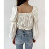 パフショルダースクエアネッククロップドブラウス | by muni:r | 詳細画像17