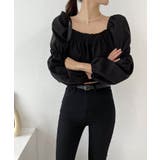 パフショルダースクエアネッククロップドブラウス | by muni:r | 詳細画像18