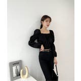 パフショルダースクエアネッククロップドブラウス | by muni:r | 詳細画像19