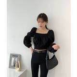 パフショルダースクエアネッククロップドブラウス | by muni:r | 詳細画像20