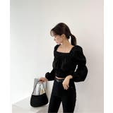 パフショルダースクエアネッククロップドブラウス | by muni:r | 詳細画像21