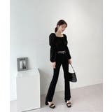 パフショルダースクエアネッククロップドブラウス | by muni:r | 詳細画像25