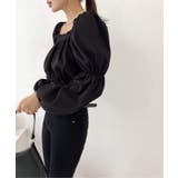 パフショルダースクエアネッククロップドブラウス | by muni:r | 詳細画像30