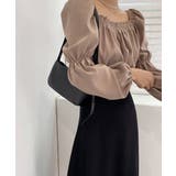 パフショルダースクエアネッククロップドブラウス | by muni:r | 詳細画像32