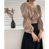 パフショルダースクエアネッククロップドブラウス | by muni:r | 詳細画像34