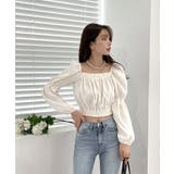 パフショルダースクエアネッククロップドブラウス | by muni:r | 詳細画像5