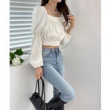 パフショルダースクエアネッククロップドブラウス | by muni:r | 詳細画像6