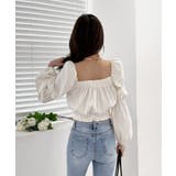 パフショルダースクエアネッククロップドブラウス | by muni:r | 詳細画像8