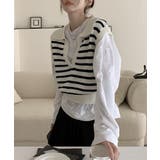 オープンネックボーダーニットベスト | by muni:r | 詳細画像10 