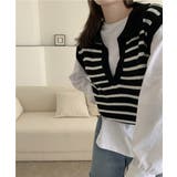 オープンネックボーダーニットベスト | by muni:r | 詳細画像15 