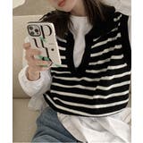 オープンネックボーダーニットベスト | by muni:r | 詳細画像17 