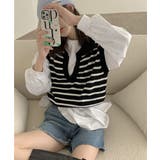 オープンネックボーダーニットベスト | by muni:r | 詳細画像19 