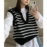 オープンネックボーダーニットベスト | by muni:r | 詳細画像22 