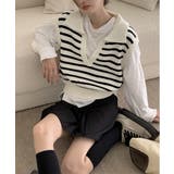 オープンネックボーダーニットベスト | by muni:r | 詳細画像3 