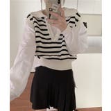 オープンネックボーダーニットベスト | by muni:r | 詳細画像4 