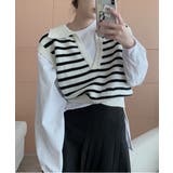 オープンネックボーダーニットベスト | by muni:r | 詳細画像5 