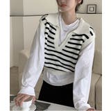 オープンネックボーダーニットベスト | by muni:r | 詳細画像6 