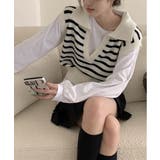 オープンネックボーダーニットベスト | by muni:r | 詳細画像7 