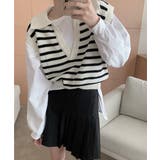 オープンネックボーダーニットベスト | by muni:r | 詳細画像9 