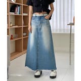 ユニークウォッシングデニムロングスカート | by muni:r | 詳細画像1 