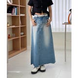 ユニークウォッシングデニムロングスカート | by muni:r | 詳細画像5 