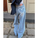 ハートプリントワイドデニムパンツ | by muni:r | 詳細画像1 