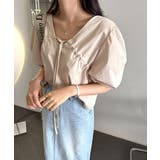 ロマンチックVシャーリングブラウス | by muni:r | 詳細画像8 