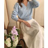 パールボタンVネックパフカーディガン | by muni:r | 詳細画像15