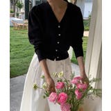 パールボタンVネックパフカーディガン | by muni:r | 詳細画像17