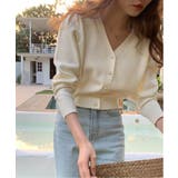 パールボタンVネックパフカーディガン | by muni:r | 詳細画像5