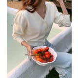 パールボタンVネックパフカーディガン | by muni:r | 詳細画像9