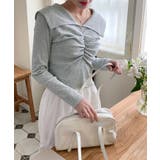 シャーリングワイドカラー長袖Tシャツ | by muni:r | 詳細画像44