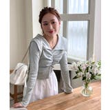 シャーリングワイドカラー長袖Tシャツ | by muni:r | 詳細画像46