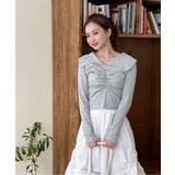 シャーリングワイドカラー長袖Tシャツ | by muni:r | 詳細画像54