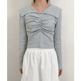 シャーリングワイドカラー長袖Tシャツ | by muni:r | 詳細画像59