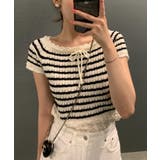 パンチングリボン半袖ニット | by muni:r | 詳細画像1