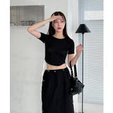 サイドラインクロップド半袖Tシャツ | by muni:r | 詳細画像33